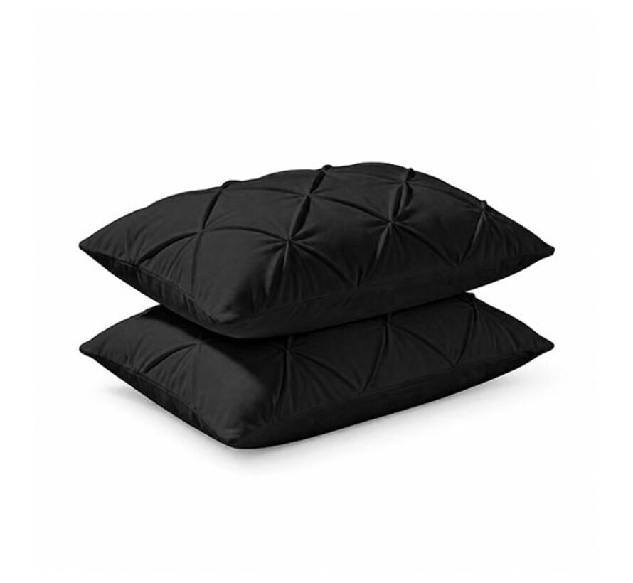 2-Pack: Kussenslopen - Zwart Velvet Diamond Pintuck