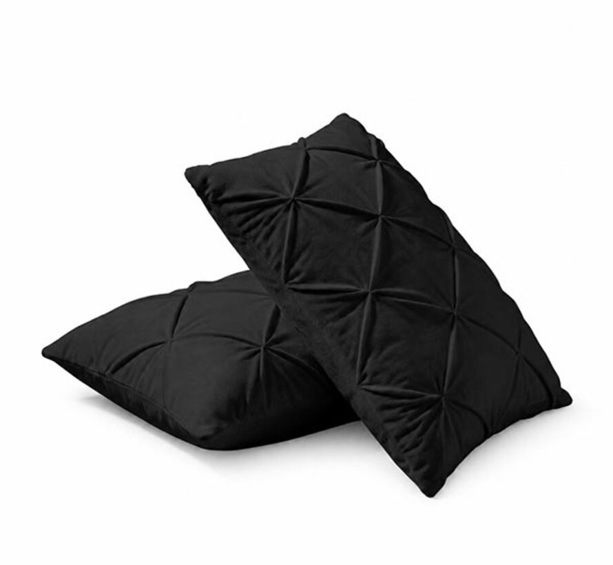 2-Pack: Kussenslopen - Zwart Velvet Diamond Pintuck