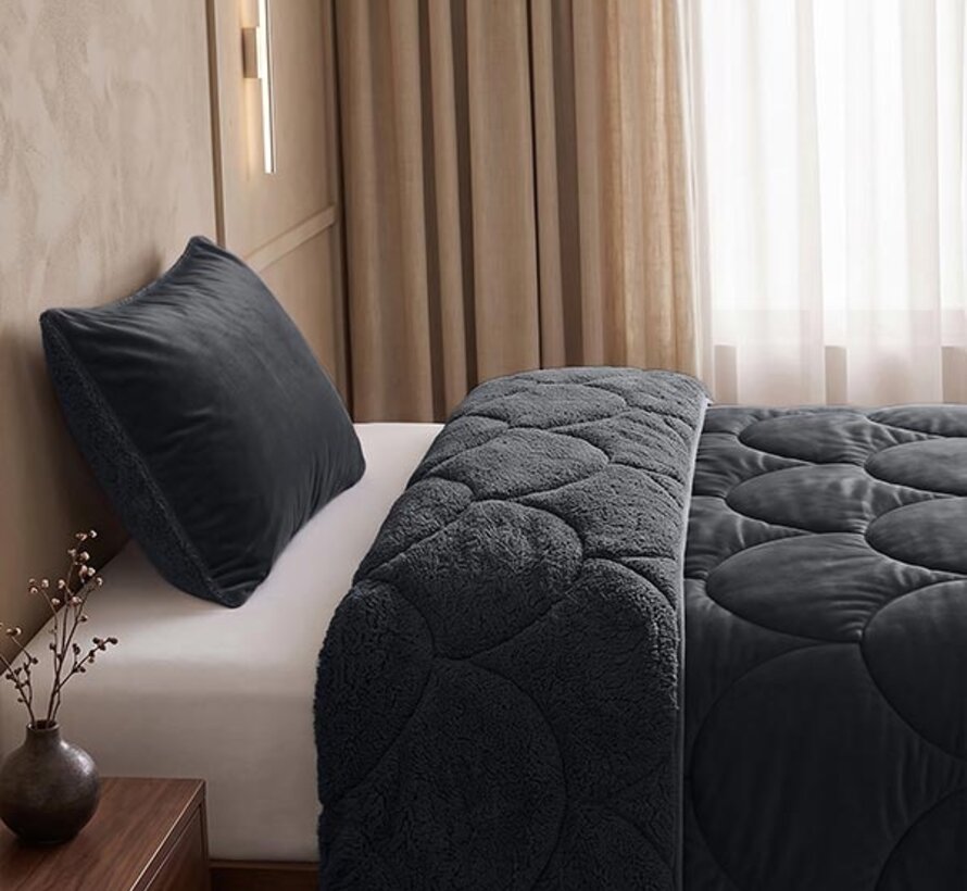 Dekbed Zonder Overtrek - Zwart Teddy & Velvet Lazy