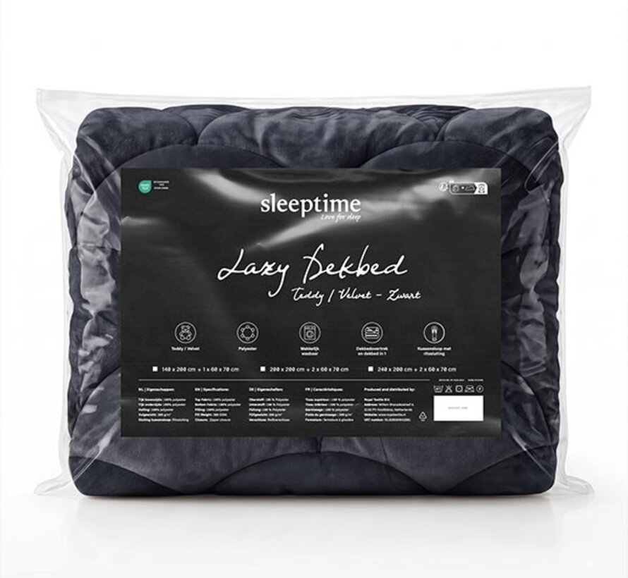 Dekbed Zonder Overtrek - Zwart Teddy & Velvet Lazy