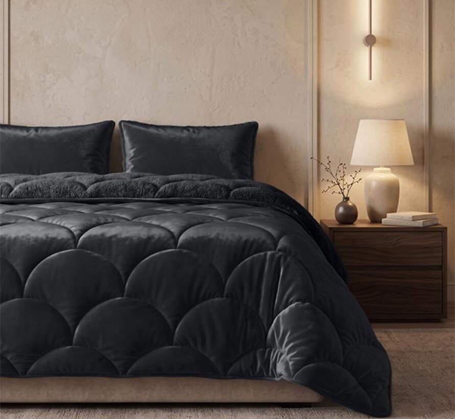 Dekbed Zonder Overtrek - Zwart Teddy & Velvet Lazy