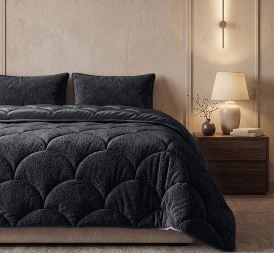 Dekbed Zonder Overtrek - Zwart Teddy & Velvet Lazy