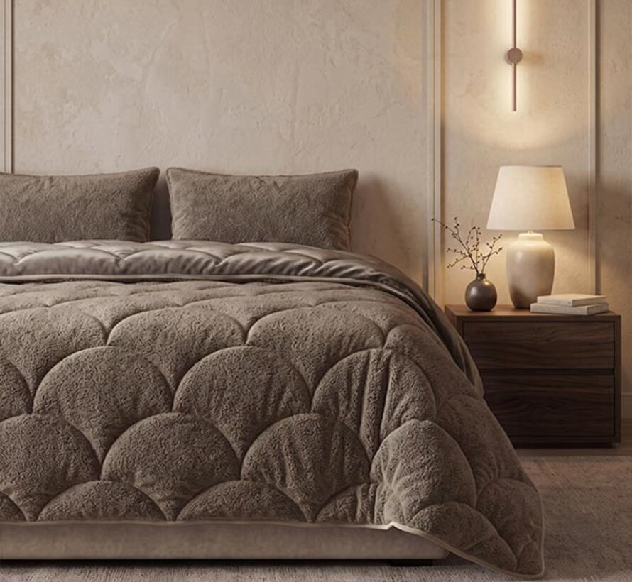Dekbed Zonder Overtrek - Taupe/Bruin Teddy & Velvet Lazy
