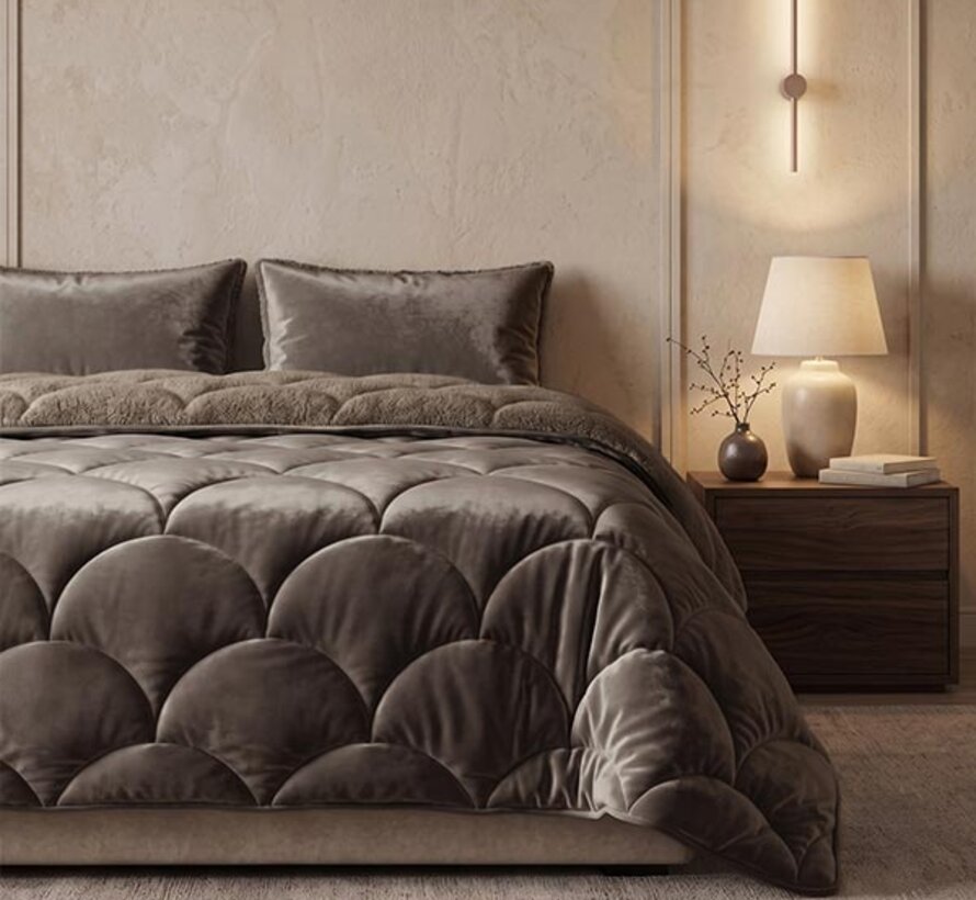 Dekbed Zonder Overtrek - Taupe/Bruin Teddy & Velvet Lazy