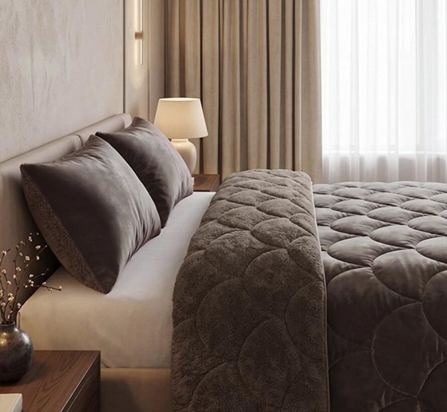Dekbed Zonder Overtrek - Taupe/Bruin Teddy & Velvet Lazy