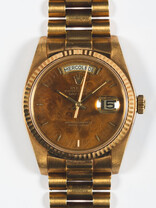 Rolex SOLD-Rolex Day-Date 18328 – Mahogany Dial – box papers