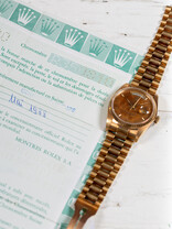 Rolex SOLD-Rolex Day-Date 18328 – Mahogany Dial – box papers