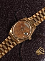Rolex SOLD-Rolex Day-Date 18328 – Mahogany Dial – box papers