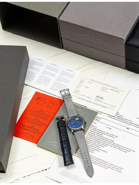 A. Lange & Söhne Lange 1 Ref. 101.027 – Blue Dial – White Gold – 2002 – Full Set