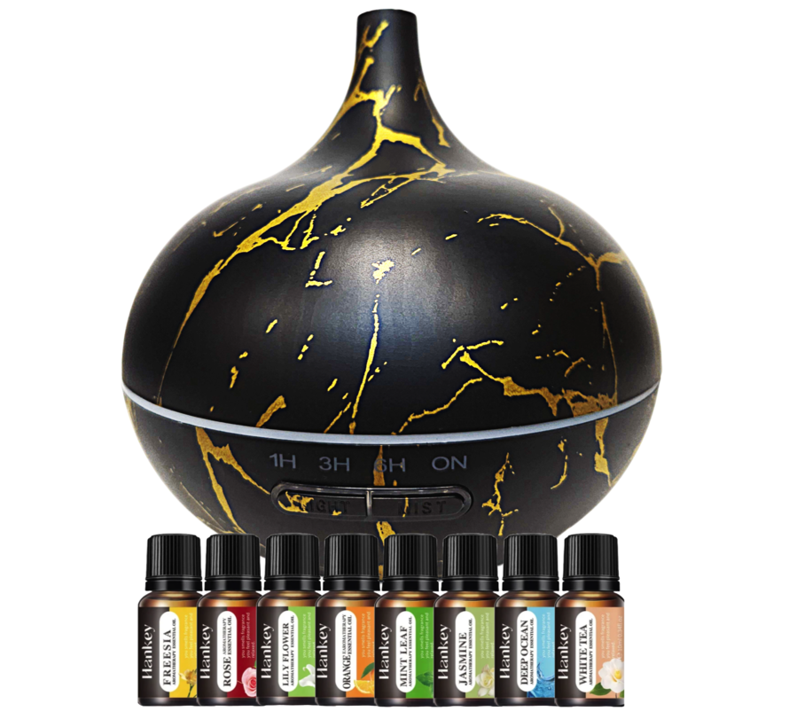 Aroma diffuser Black/Gold 400 ml + 8 Essential oils 10ml