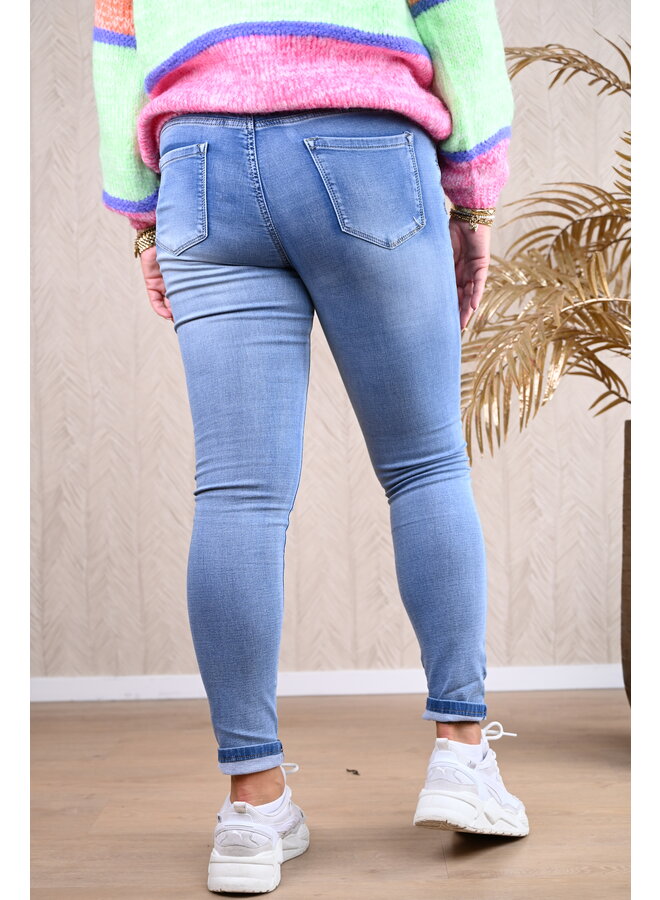 Norfy skinny jeans high waist wassing blauw