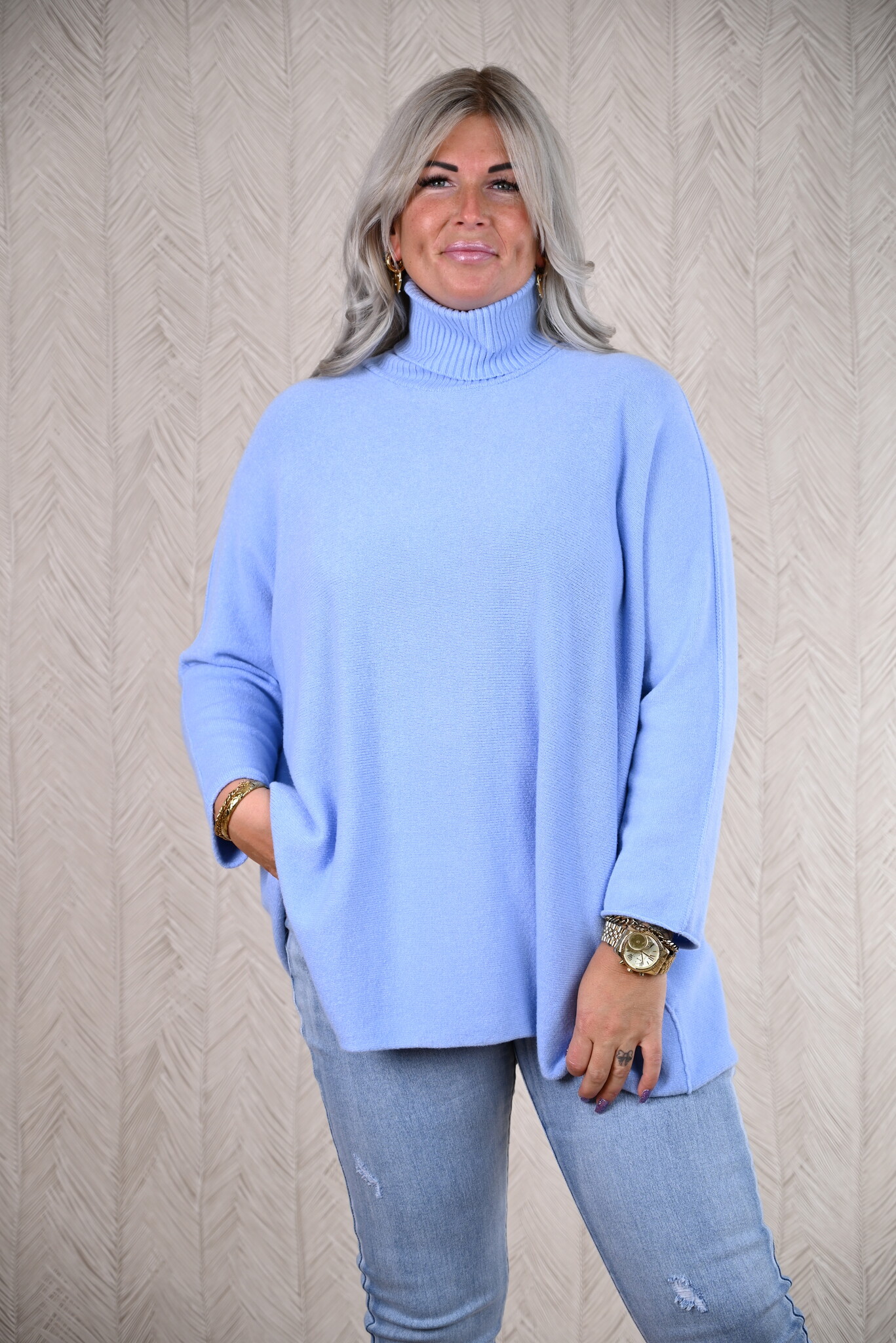 Oversized trui met col uni lavendel Kip Aloha damesmode