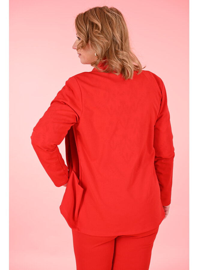 Tweedelig stretchpak met strik rood