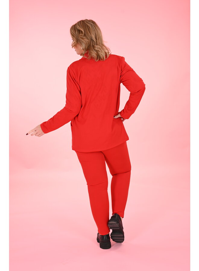 Tweedelig stretchpak met strik rood