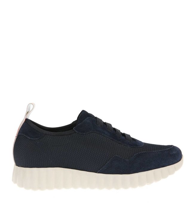Sneakers Pedro Miralles blauw suède met mesh stof - Squarefeet.nl