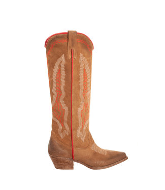 Cowboy laarzen Metisse taupe suède Squarefeet.nl Dames laarzen Sendra cognac suède Squarefeet.nl