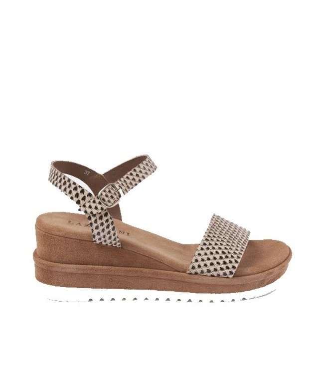 Lazamani Lazamani platform sandal brown with wedge heel