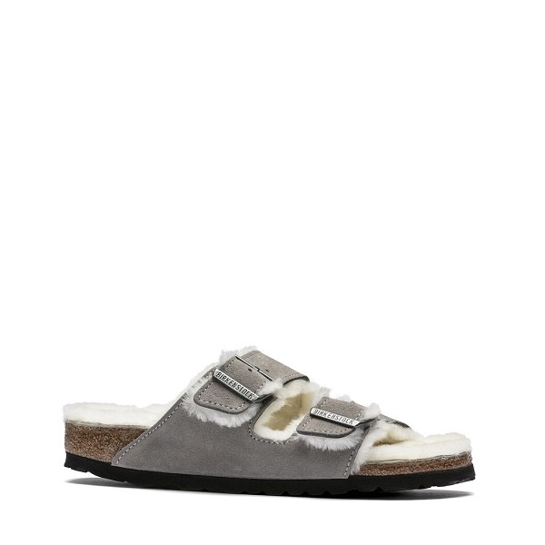 Slipper Birkenstock Arizona Shearling grijs suède - Squarefeet.nl