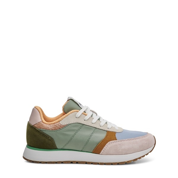 Women's sneakers Woden Ronja green multi - Squarefeet.nl