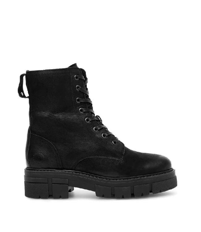 Ca Shott Ca Shott halfhoog veter boots dames zwart leer