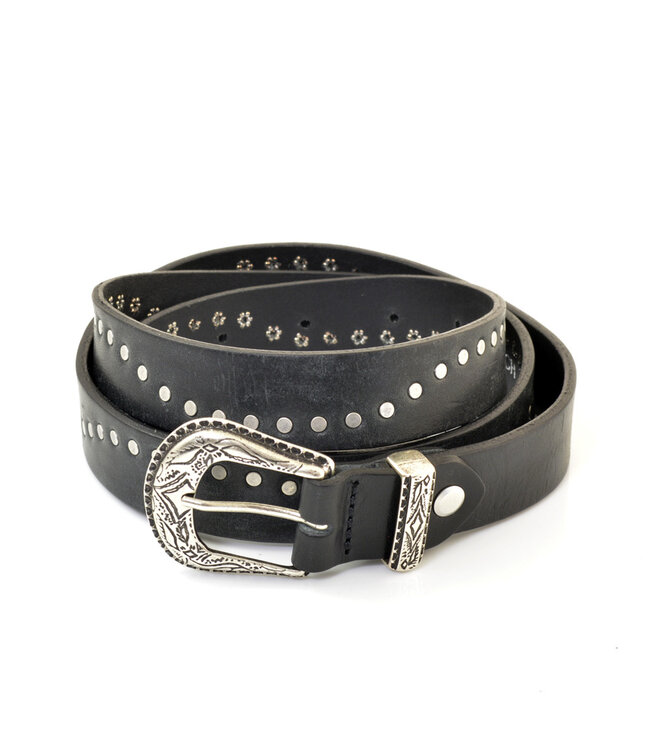 Ladies Belt Wave Black leather