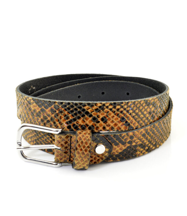 Ladies belt python brown leather