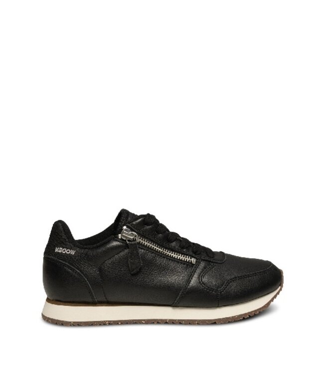 Dames sneakers Woden Ydun Zipper Zwart Leer Squarefeet