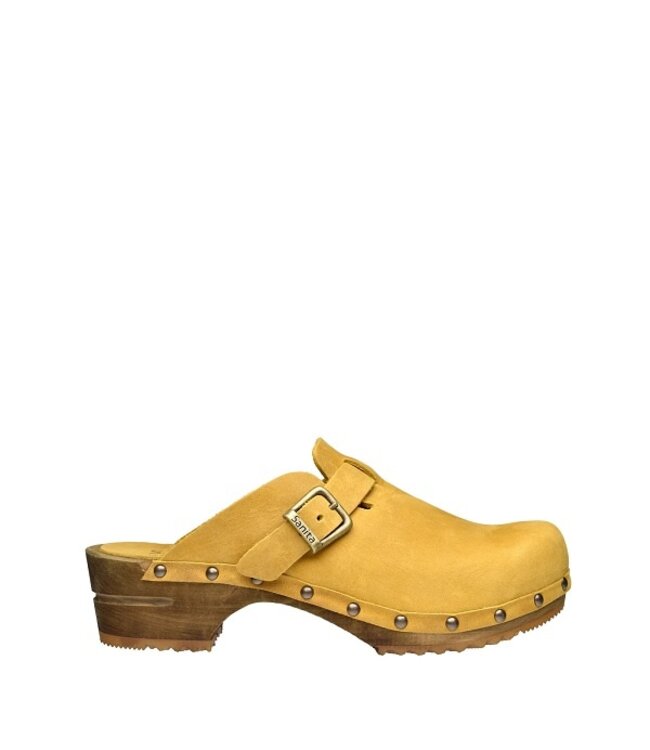 Sanita Sanita yellow leather clogs with buckle closure