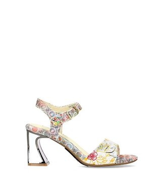 Laura Vita Laura Vita sandal white multi leather with flowers