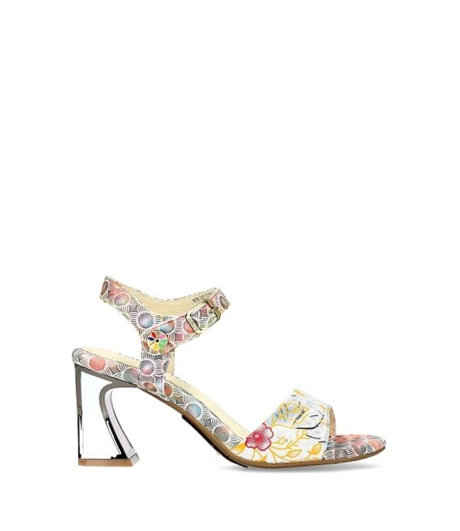 Laura Vita Laura Vita sandal white multi leather with flowers