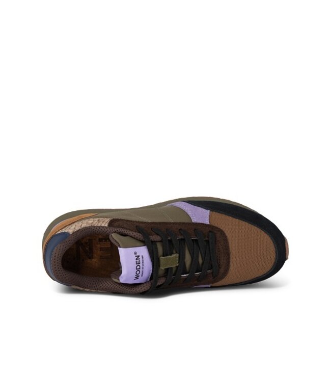 Woden Ronja dark olive multi dames sneakers