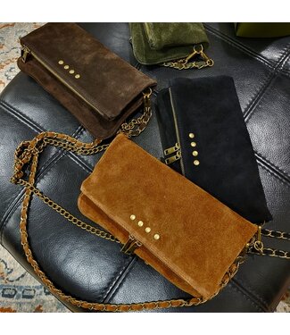 Zeen Zeen crossbody tas cognac bruin suède