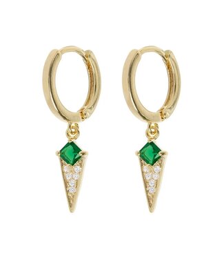 Timi of Sweden Timi of Sweden Arya Green Crystal earrings gold
