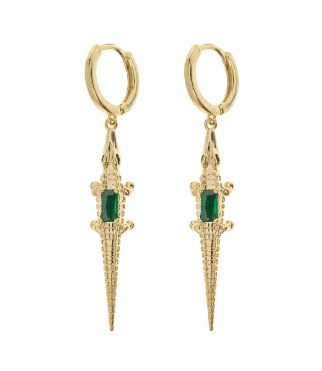 Timi of Sweden Timi of Sweden Kiia Crocodile Hoop oorbellen goud
