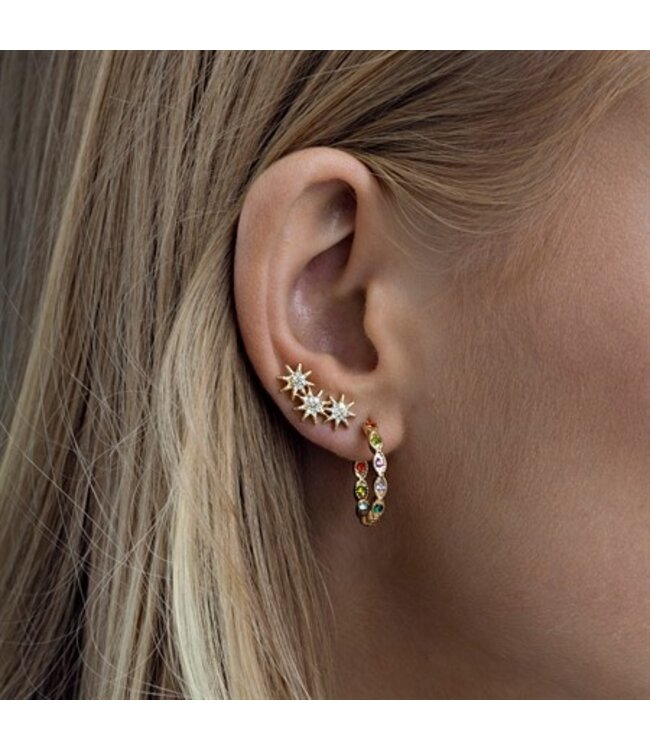 Timi of Sweden Colorful Chrystal Hoop oorbellen goud