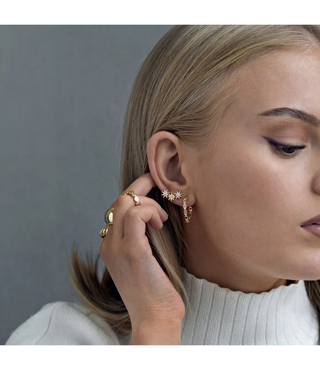 Timi of Sweden Colorful Chrystal Hoop oorbellen goud