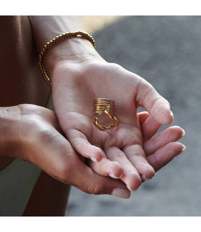 Clara Claw Ring stainless steel goud