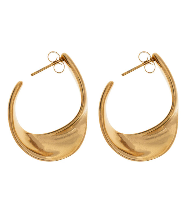 Timi of Sweden Mia Statement Vintage Hoop earrings stainless steel gold plated