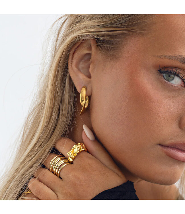 Timi of Sweden Mia Statement Vintage Hoop earrings stainless steel gold plated