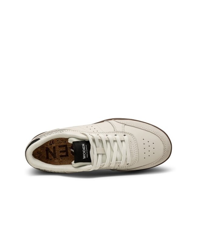 Woden Bjork dames sneakers wit met zwart leer