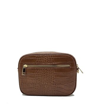 Zeen Zeen Artemis Shoulder Bag Croco Cognac
