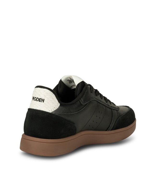 Woden Bjork dames sneakers zwart leer