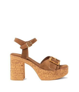 Lazamani Lazamani suede sandal with cork platform sole