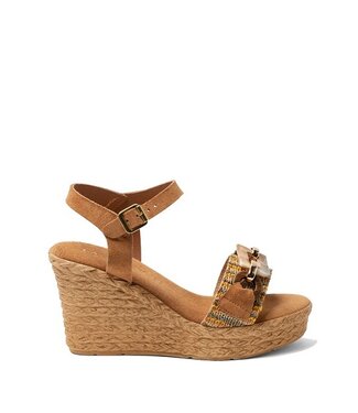 Lazamani Lazamani raffia sandal with wedge heel