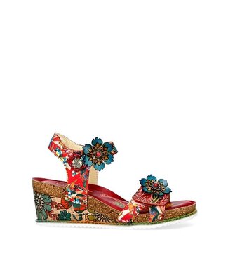Laura Vita Laura Vita wedge heel sandal with floral design