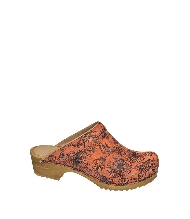 Sanita Mia women's clogs orange with flowers