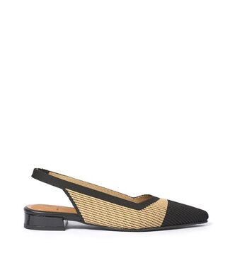 Miss Elastic Miss Elastic sandaal elastisch stof camel met zwart