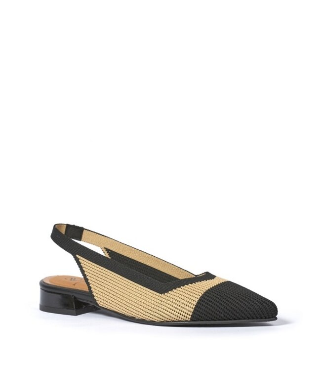 Miss Elastic sandal elastic fabric camel with black