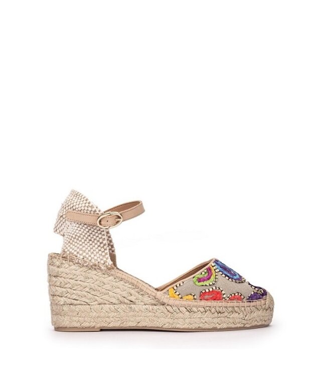 Pedro Miralles espadrilles beige met bloemen