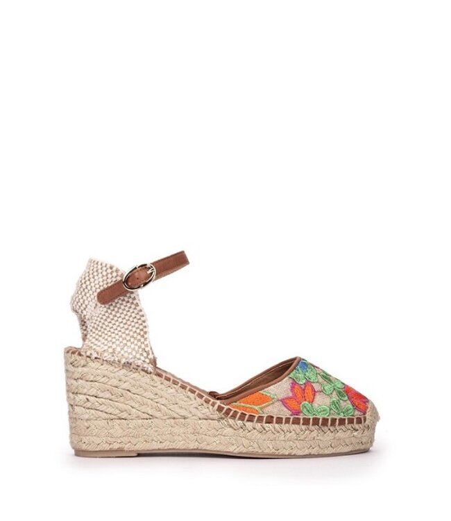 Pedro Miralles espadrilles bruin met bloemen